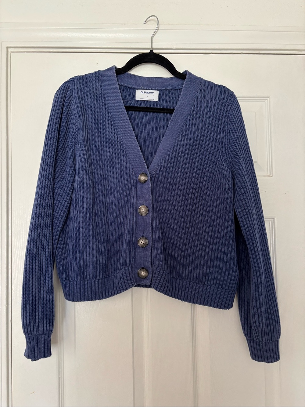 Old Navy Women's Slate Blue Ribbed Button Cardigan